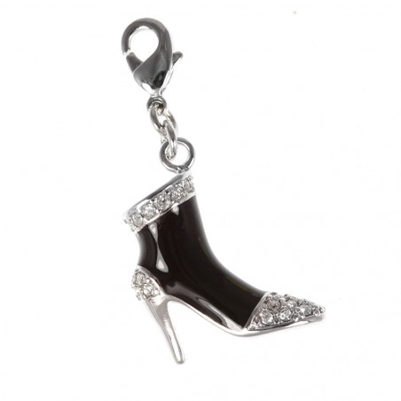 Charm botte noire strass