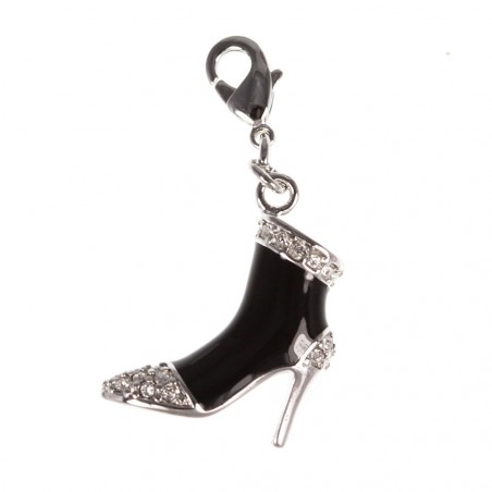 Charm botte noire strass